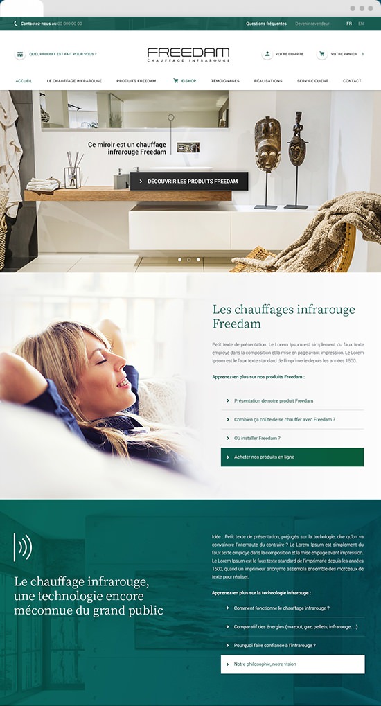 Visuel du site e-commerce Freedam en version bureau