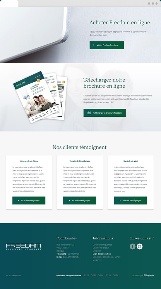Visuel du site e-commerce Freedam en version bureau