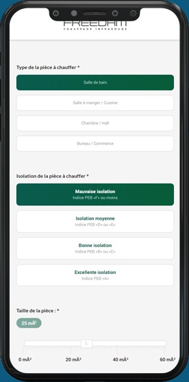Calculateur de Watts du site Freedam en version mobile