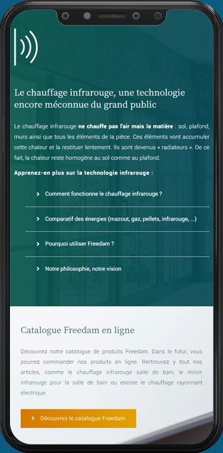 Visuel du site e-commerce Freedam en version mobile
