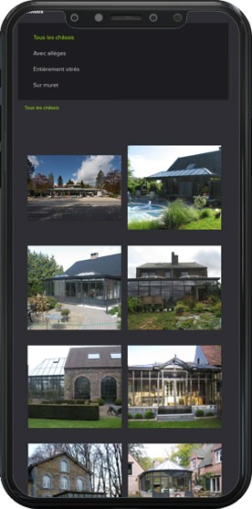 Page réalisations du site Space Verandas en version mobile