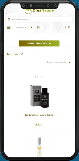 Webdesign de la version mobile du site Oféa Nature