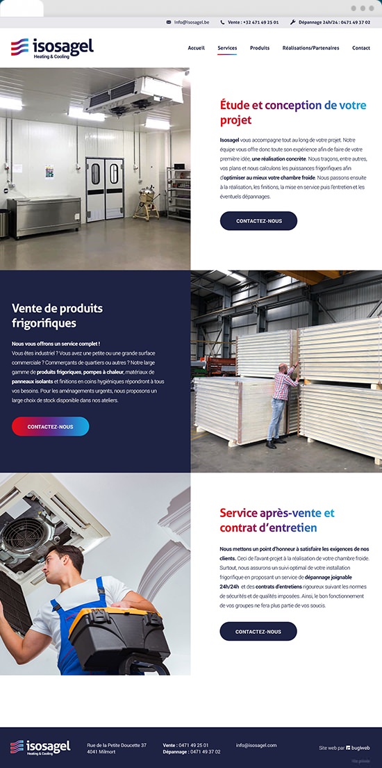 Visuel de la page Services du site Isosagel