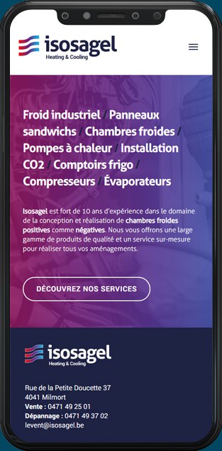 Visuel de la page d'accueil du site Isosagel sur smartphone