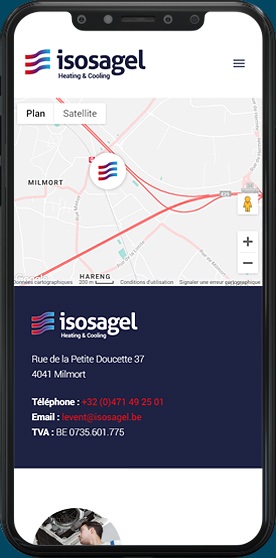 Visuel de la page Contact du site Isosagel sur smartphone
