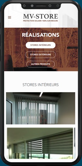 Version mobile du site web MV-Store