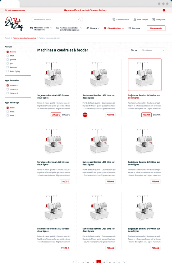 Catalogue du site e-commerce Point ZigZag