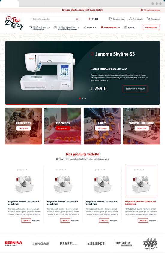 Page d'accueil du site e-commerce Point ZigZag