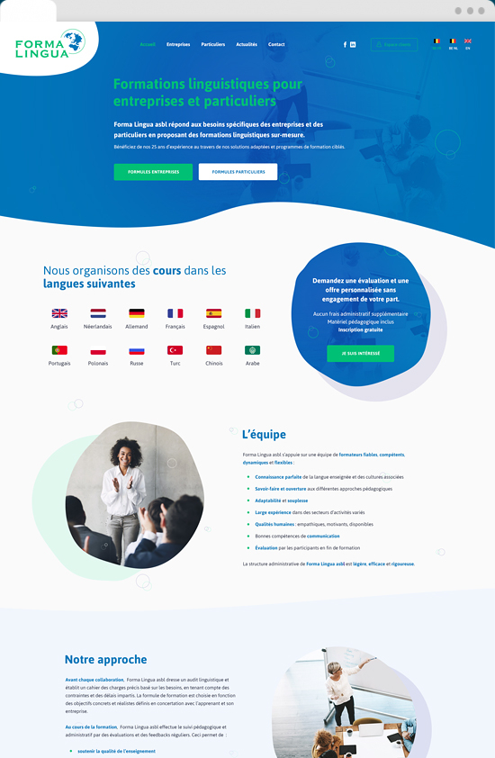 Création du site web de Forma Lingua