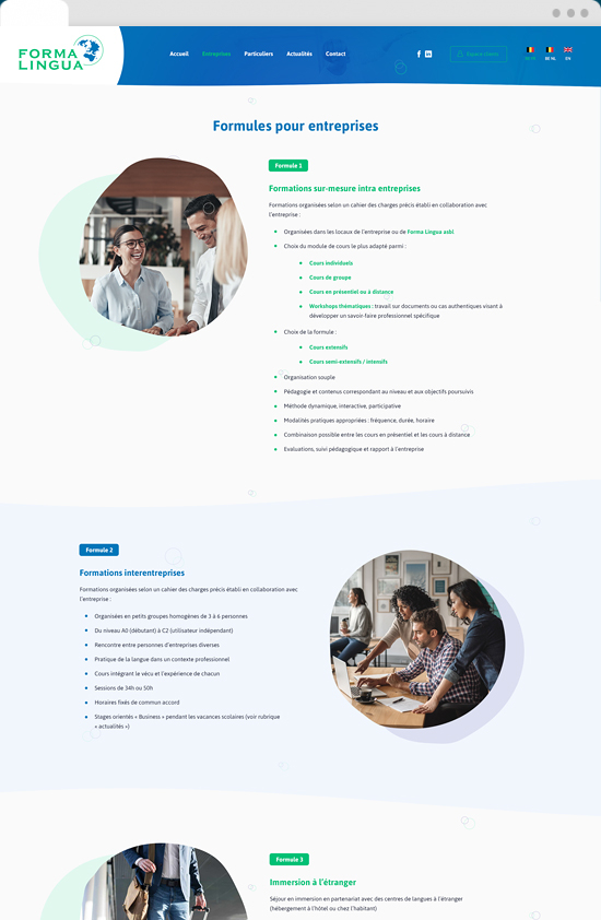 Création du site web de Forma Lingua