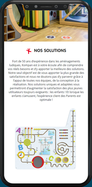 Version mobile du site internet Kompan Commercial Systems ®