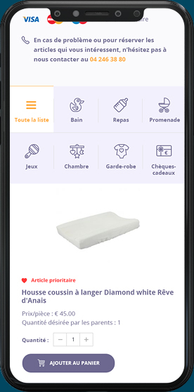 Version mobile du site e-commerce Basile et Lola