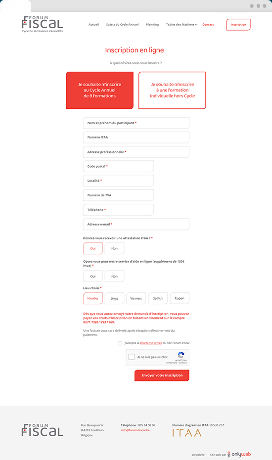 Version desktop de la plateforme Forum Fiscal